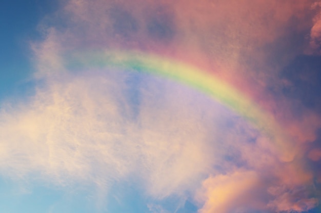 Beautiful Classic Rainbow Across In The Blue Sky After The Rain