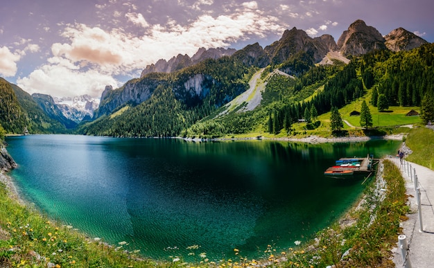 Beautiful clear mountain lake in the Alps