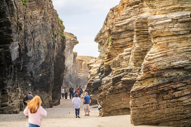 Beautiful cliffs Las Catedrales Spain Galicia Europe