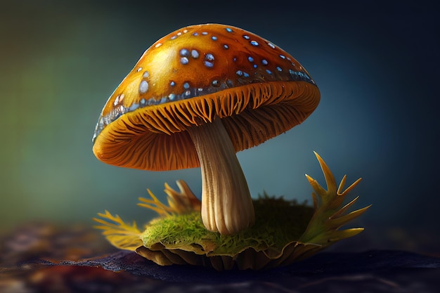 A beautiful close view of psilocybin magic mushroom Generative Ai