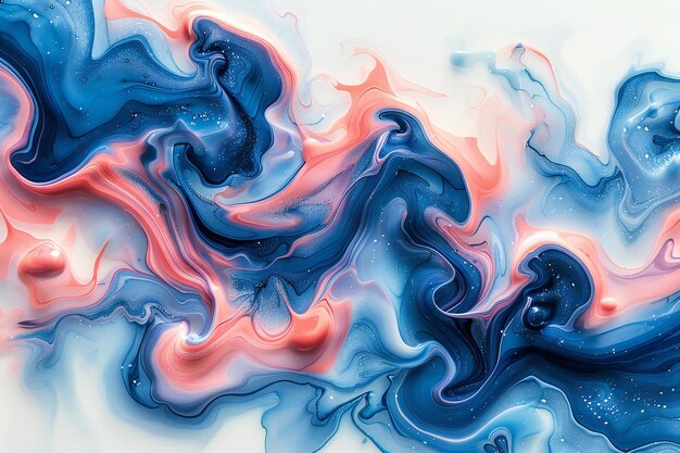 A beautiful closeup of blue and pink liquid flowing