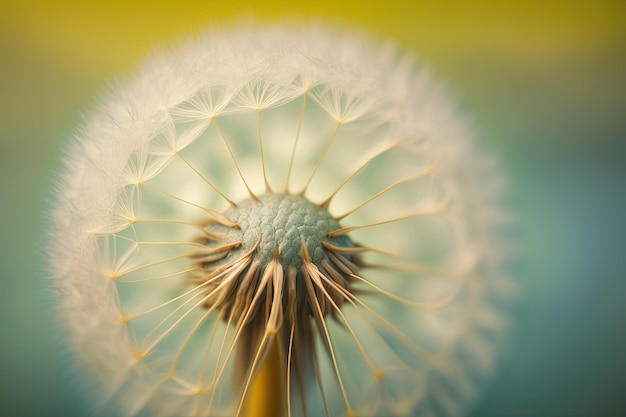 A beautiful closeup photograph of a dandelion with a blurred background Generated by AI