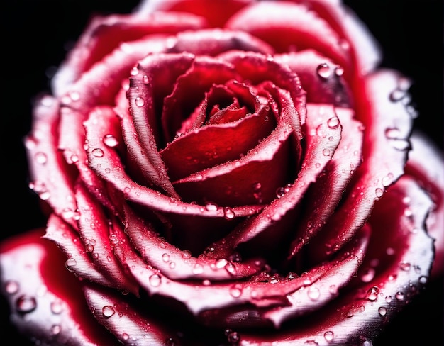 Beautiful closeup rose flower in bloom with water drops