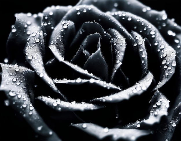 Beautiful closeup rose flower in bloom with water drops