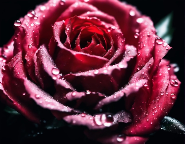 Beautiful closeup rose flower in bloom with water drops