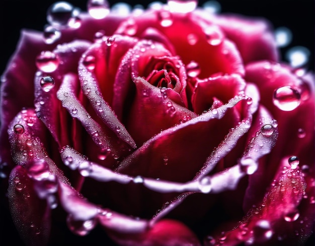 Beautiful closeup rose flower in bloom with water drops