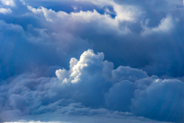 Beautiful cloud on blue sky see from airplane window.