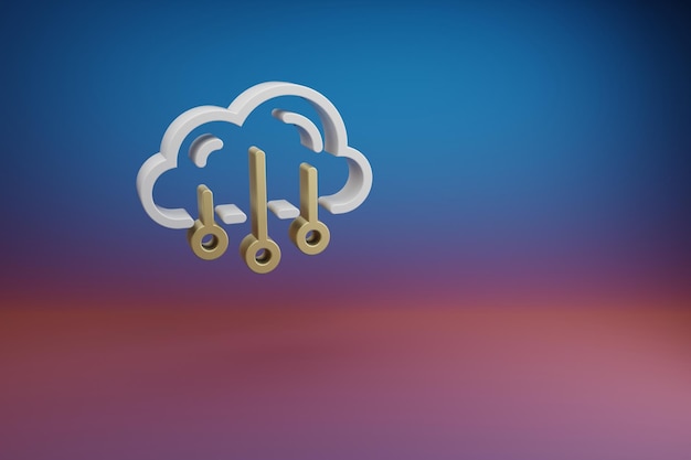 Beautiful Cloud Data Storage symbol icon on a bright colored background 3d rendering illustration