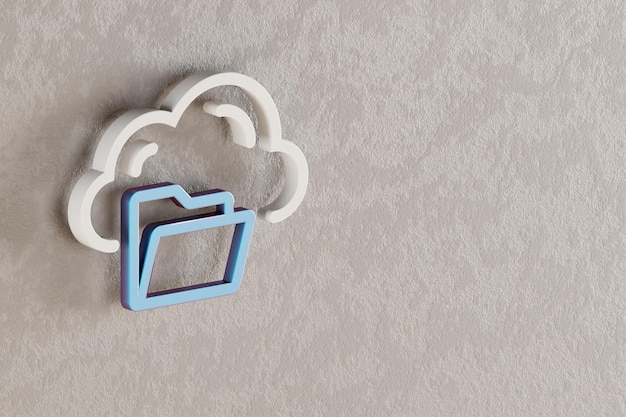 Beautiful Cloud Server Storage icon on wall bright background 3d rendering illustration Background