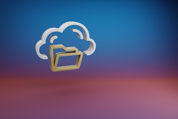 Beautiful Cloud Server Storage symbol icon on a bright colored background 3d rendering illustration