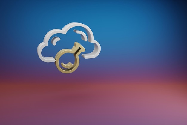 Beautiful Cloud Server Technology symbol icon on a bright colored background 3d rendering illustrat