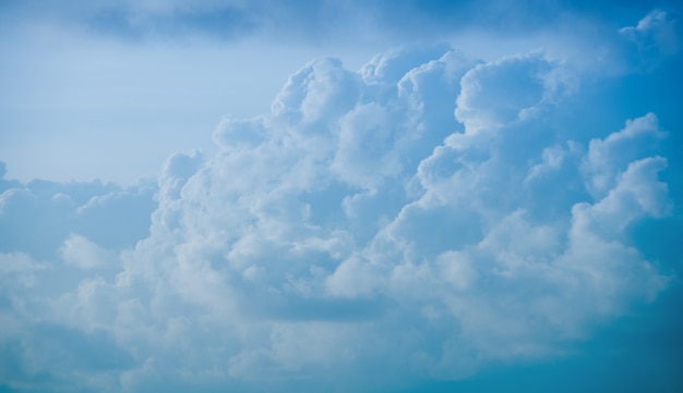 Beautiful clouds in a blue sky, top view.