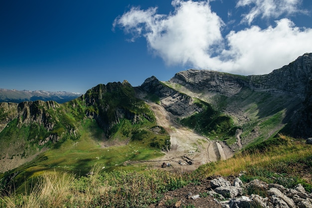 Beautiful clouds and fog among mountain landscape