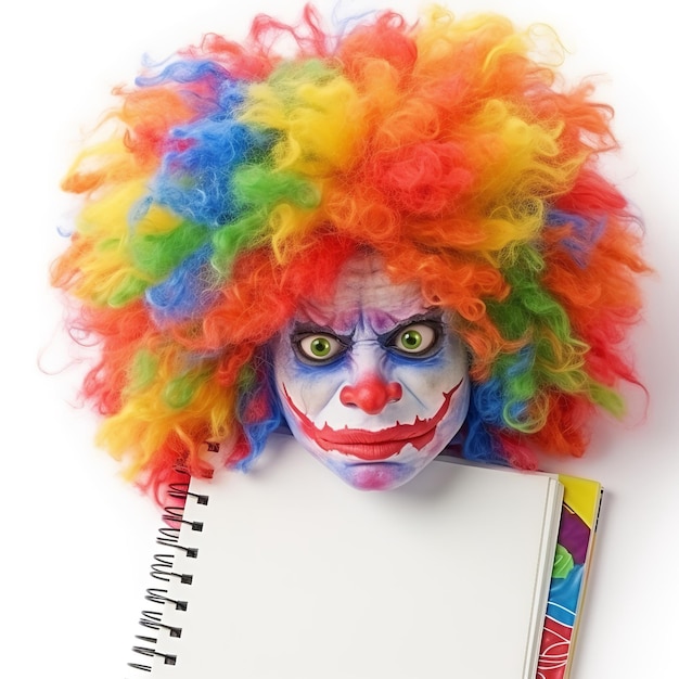 Beautiful Clown Wig Notebooks isolated on white background