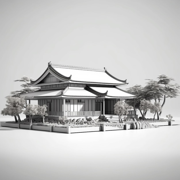 Beautiful coastal black and white style house pictures AI Generated art