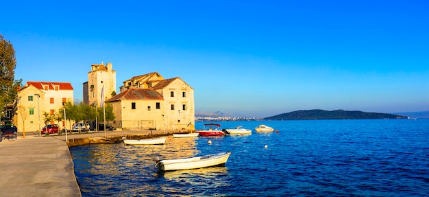 Beautiful coastal towns in Croatia. Scenic Kastella