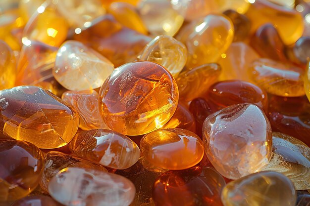 Beautiful Collection of Glass Stones in Vibrant Gold and Orange