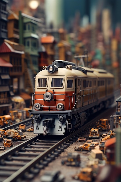 A beautiful collection of toy figures of trains and other machinery