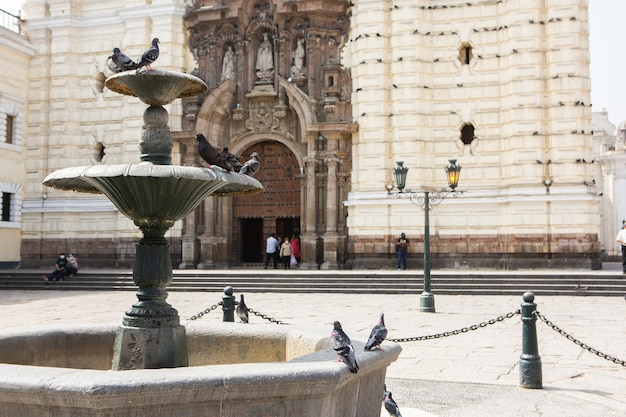 Beautiful colonial buildings and streets in the Peruvian capital Lima