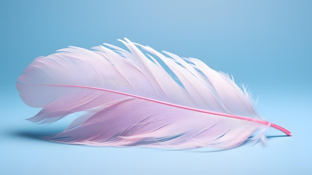 Beautiful color feathers on blue background soft focus