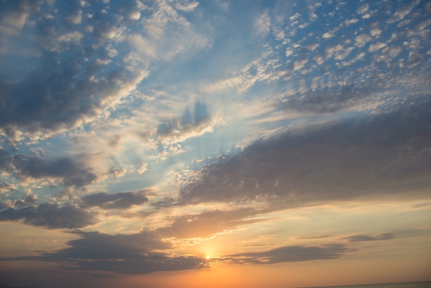 beautiful colored sunset on the sea in summer