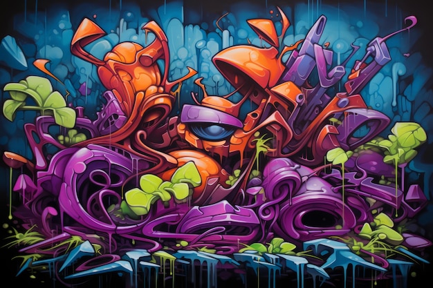 Beautiful colorful background of street art graffiti Urban contemporary culture