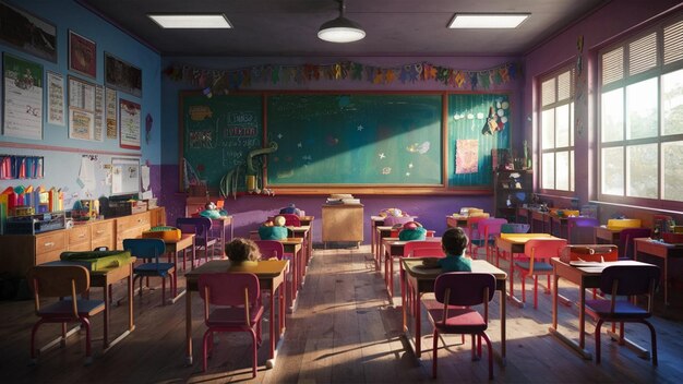 Photo beautiful colorful classroom back to school