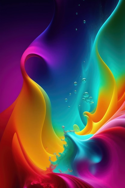 beautiful colorful fluid liquid spilled splash and bubbling paint