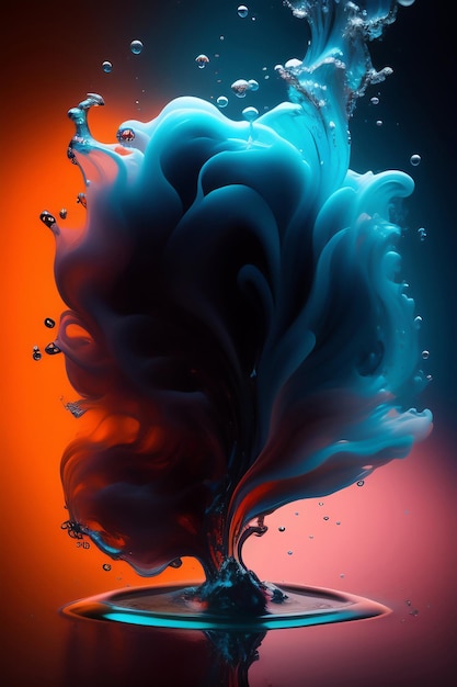 beautiful colorful fluid liquid spilled splash and bubbling paint