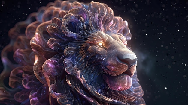 Beautiful Colorful Galaxy Universe In The Shape Of a Lion Generative AI