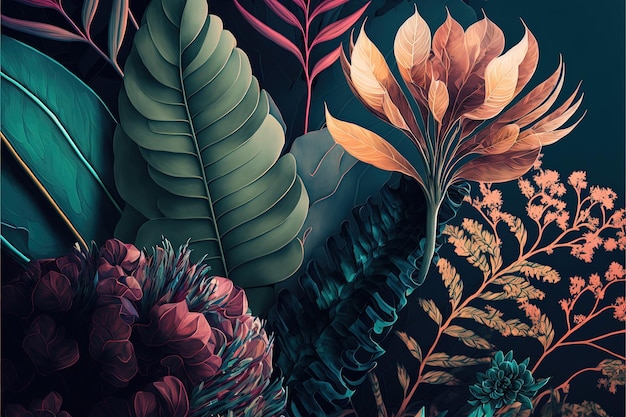 Beautiful colorful intricate floral backgorund Abstract floral wallpaper Generative Ai