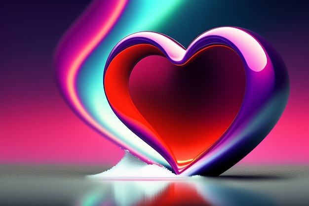 Beautiful Colorful love heart 3d background generative ai.