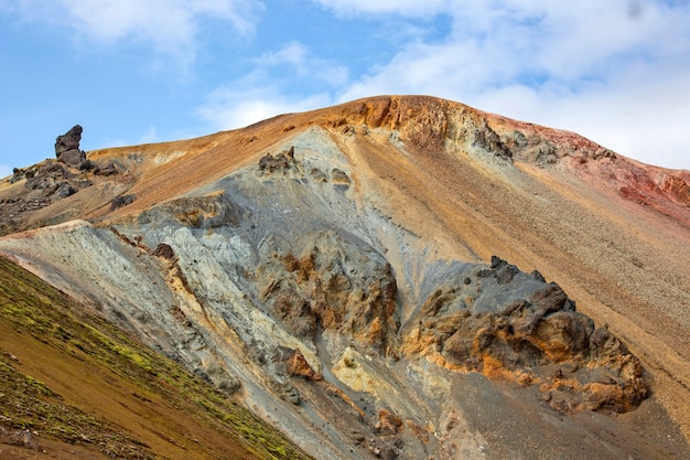 Beautiful and colorful mountain landscape in Landmannalaugar. Travel and scenic places to hike.