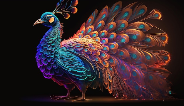 Beautiful and colorful peacock without background AI Generated Image