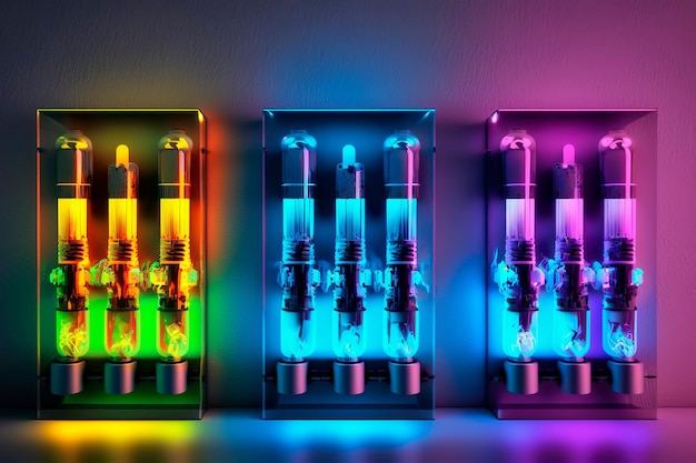 Beautiful colorful scene neon LED glass tubes Generative AI