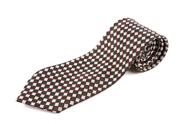 Beautiful colorful striped necktie on a white