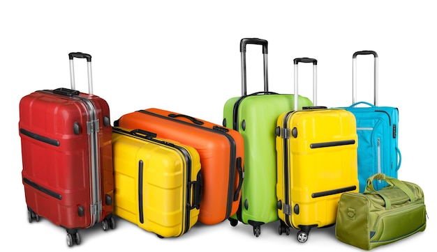 Beautiful Colorful suitcases on  background