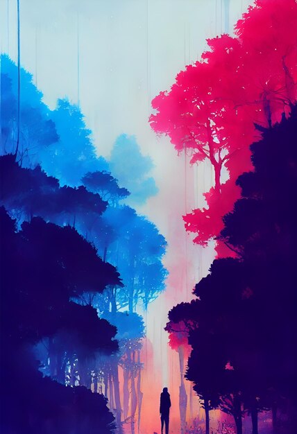 Beautiful Colorful tree forest