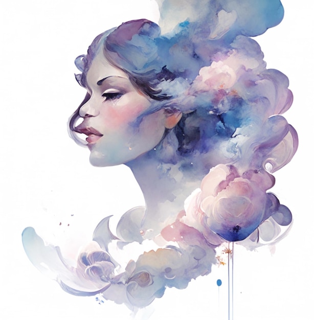 Beautiful colorful watercolor paintings and illustrations White background generative ai