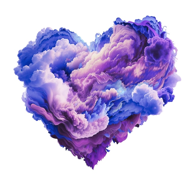 Beautiful Colourful Valentine Heart Cloud on White Background