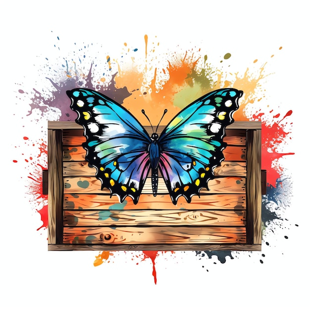 beautiful coming out of wooden box watercolor fantasy fairytale clipart illustration