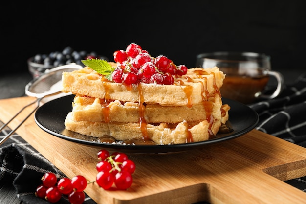 Beautiful composition with sweet waffles