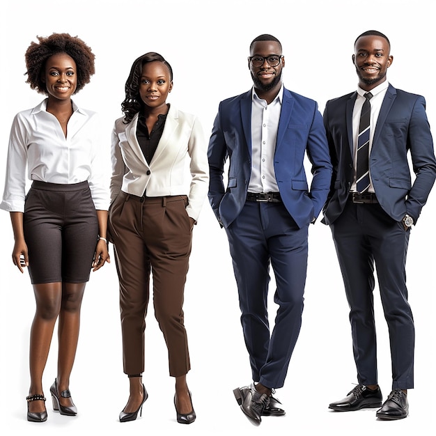 Beautiful confident young African businesswomen and men