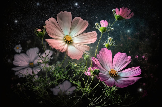 Beautiful cosmos blossoms in a garden setting