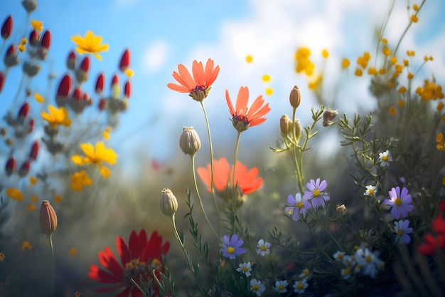 Beautiful cosmos flower field Generative AI