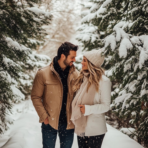 Photo beautiful couple in winter