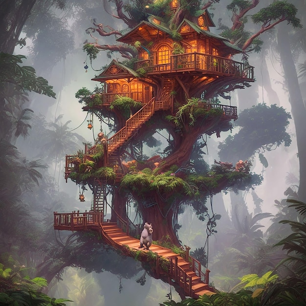 Beautiful creative handmade tree house