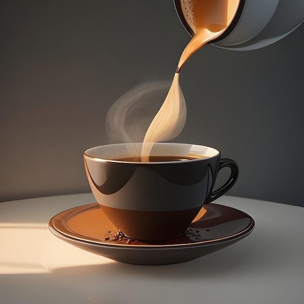 Beautiful creative image of pouring a coffee cup for wallpaper and backgrounds generate from ai