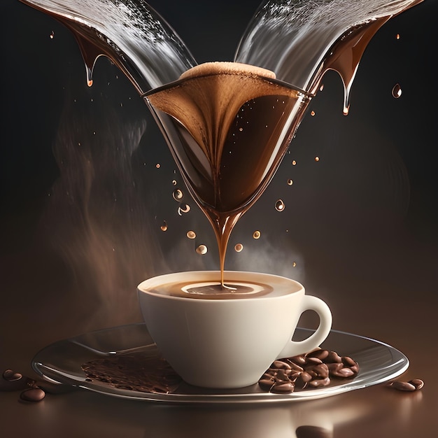 Beautiful creative image of pouring a coffee cup for wallpaper and backgrounds generate from ai