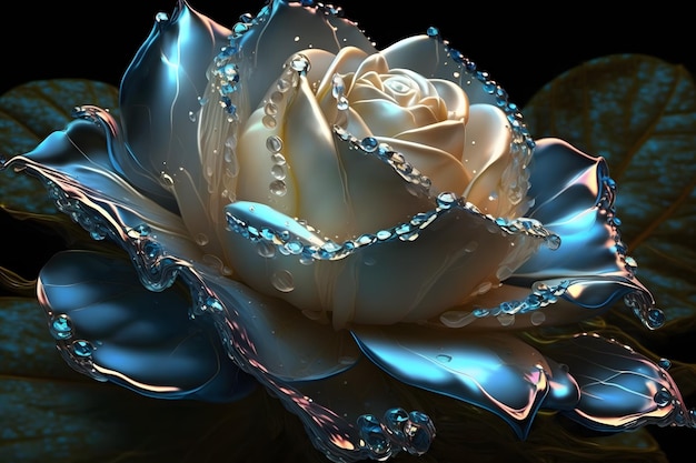 Beautiful Crystal Flower Image Ai generative